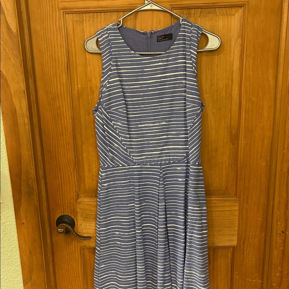GAP Blue and White Striped Sleeveless Mini Dress